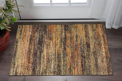2' X 8' Gold And Slate Abstract Runner Rug